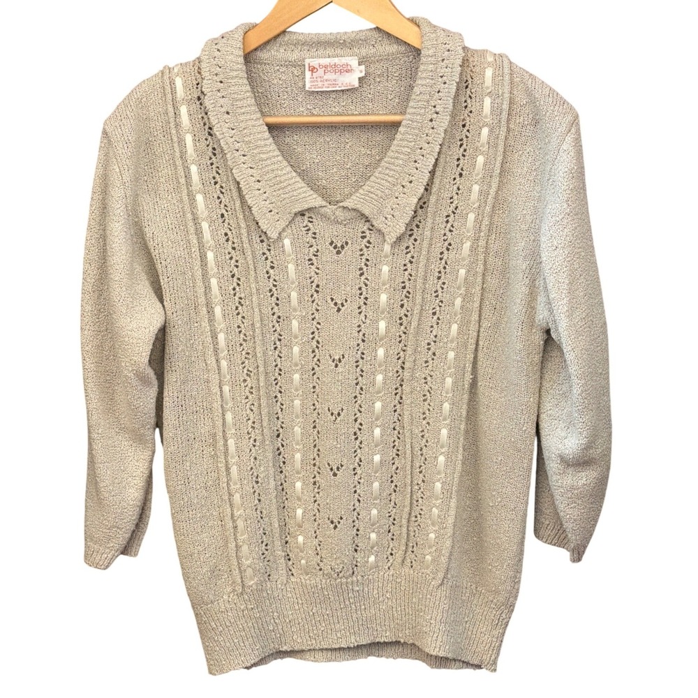 Vintage 80's Beldoch Popper Sweater Cottagecore Grandmacore Coquette Romantic